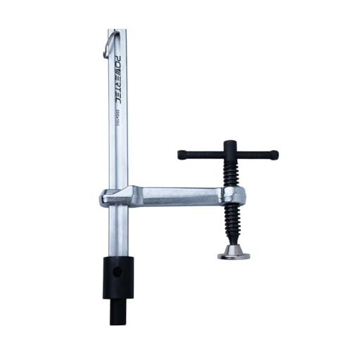 POWERTEC Schweißklemme mit T-Griff – 20,3 cm maximale Öffnung, 10,2 cm Halstiefe – passend für 16 mm Schweißtischlöcher, robuste Werkbank-Schraubklemme für Schweißen und Fertigung (72244) von POWERTEC