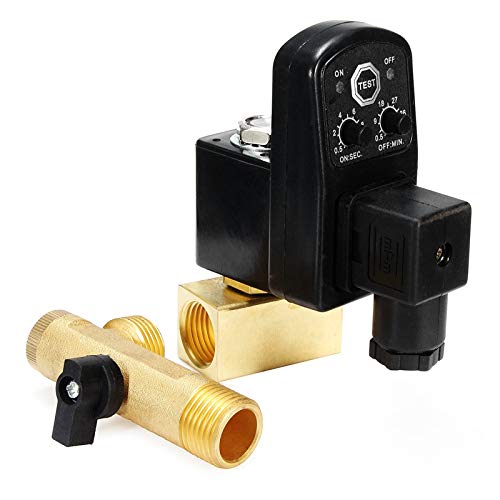 Automatisches Ablassventil POWERTOOL G1/2 DN15, automatisches elektronisches zeitgesteuertes Ablassventil für Luftkompressor-Kondensat-Management (DC 24 V, Split-Body Typ) von POWERTOOL