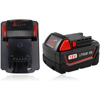 2 Stück Akku Ersatz für Milwaukee M18B5 18V 5,0Ah xc Lithium-Ion Ersatzakku Akkupack 18Volt Batterie für Milwaukee 48-11-1890, 48-11-1860, von POWERWINGS