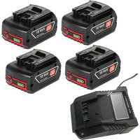 Für Bosch Professional gba 18V 5,0Ah Akkupack mit Ladegerät, 18 Volt 5,0 Ah 4x Ersatzakku + 1x Ladegerät für Bosch 2607336170, 2607336169, von POWERWINGS