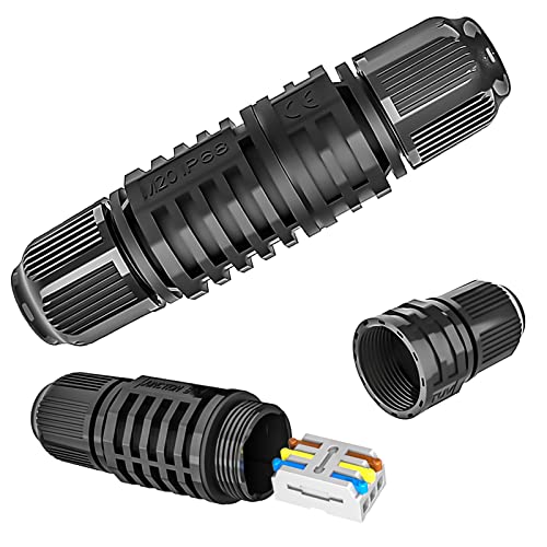 Abzweigdose Kabelverbinder Wasserdicht 3 polig Verbindungsdose Verbindungsmuffe Erdkabel für Ø0,6-2mm 32A Kabeldurchmesser Ø4mm-9mm 2Wege Schnelle Installation ohne Werkzeug(2 Pack) von POWFUL