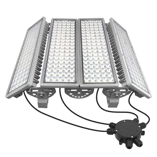 POWFUL LED Strahler Außen 400W 56000LM Superhell Flutlicht 6500K Kaltweiß Fluter Einstellbarem Winkel Scheinwerfer 230V IP67 Wasserdicht für Sportplatz (mit abzweigdosen wasserdicht) von POWFUL