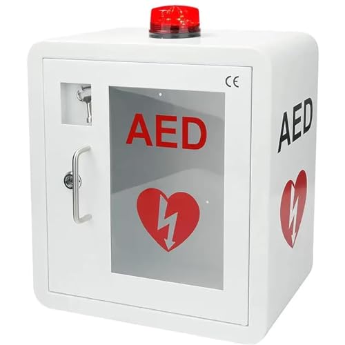 POWHA AED-Defibrillator-Schrank, Defibrillator-Aufbewahrungsbox mit Licht und Alarm, wandmontierte Herz-Defibrillations-Alarmbox, Erste-Hilfe-Koffer, AED-Modelle for Büro, Krankenpflege, Zuhause, Bus von POWHA