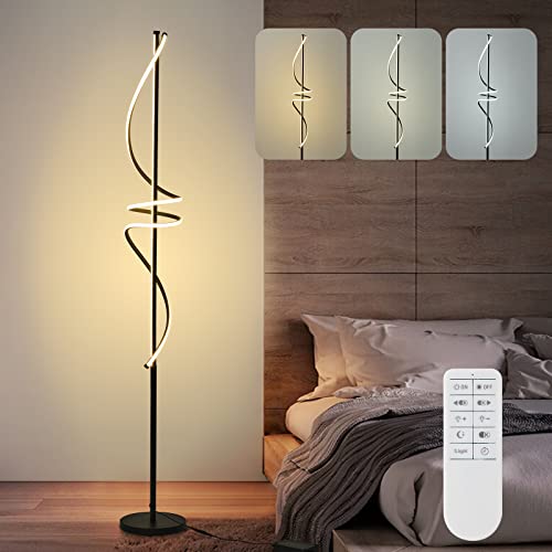 POWROL Stehlampe Wohnzimmer, 174CM Stehlampe mit Fernbedienung Dimmbar 3 Farbtemperaturen Moderne LED Stehlampe Nachtlicht Hohe Stehlampe Schwarz 48W für Schlafzimmer POWROL Stehlampe Wohnzimmer, 174CM Stehlampe mit Fernbedienung Dimmbar 3 Farbtemperaturen Moderne LED Stehlampe Nachtlicht Hohe Stehlampe Schwarz 48W für Schlafzimmer von POWROL