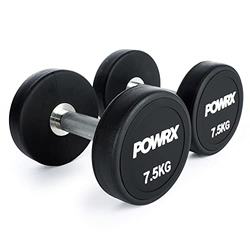 POWRX Professionell Rundhantel 2er Set | Gummi Kurzhantel Beschichtung GERUCHSNEUTRAL 5-30kg | Verchromt und gerändelt | Studioqualität (7.5) von POWRX