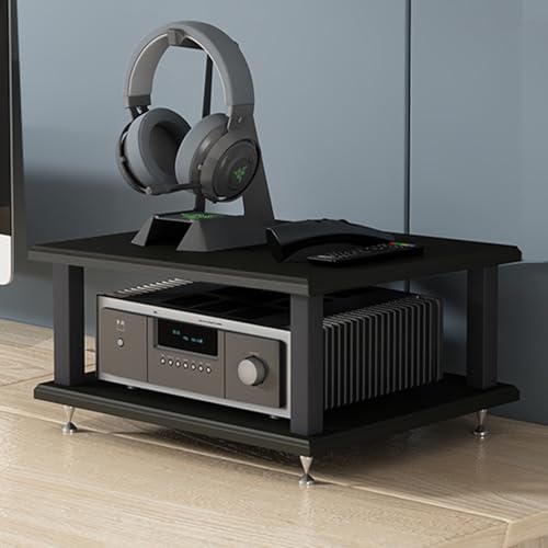 22cm Hohes Verstärker-Rack-Regal Audio-Rack-Ständer Turm AV-Medienständer Audio Rack Hifi Regal Mobiles Audio-Rack-Schrank für Verstärker/Plattenspieler/Stereo-Receiver für Büros(Deep black,40x35x22cm von POWRZZZY