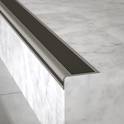 Gummi Treppenstufen PVC Treppenkante Rutschfeste Schutzstreifen Stufenkantenverkleidung Selbstklebende Treppenstufenkantenverkleidung Holzmaserung Für Stufenecken Im Innen Und Außenbereich ( Color : B von POWRZZZY