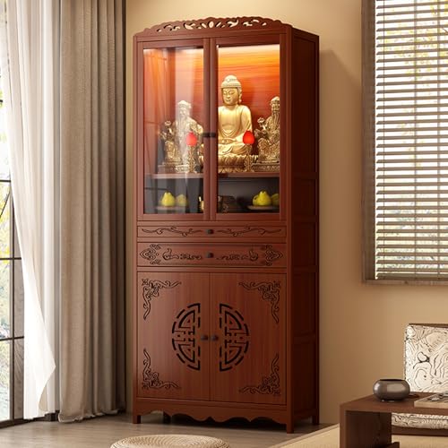 POWRZZZY Persönlicher Schrein-Altartisch Heim-Meditations-Gebetskabinett Chinesischer Buddhistischer Sockel Puja-Tisch Gebetsständer mit Aufbewahrung für Heiligen Raum(70x33x170cm) von POWRZZZY