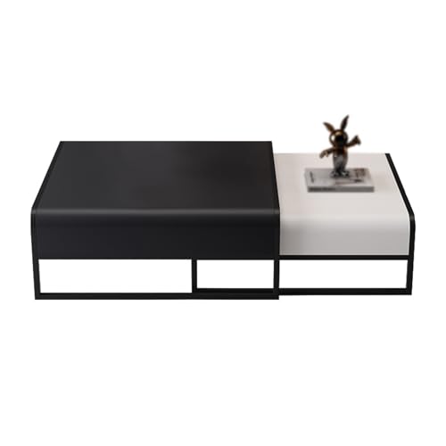 POWRZZZY Rechteckiger Couchtisch (70cm) 2er-Set Einfache Couchtische fürs Wohnzimmer für Kleine Wohnungen Einfache Montage(Nero,80.1x80x42cm) von POWRZZZY