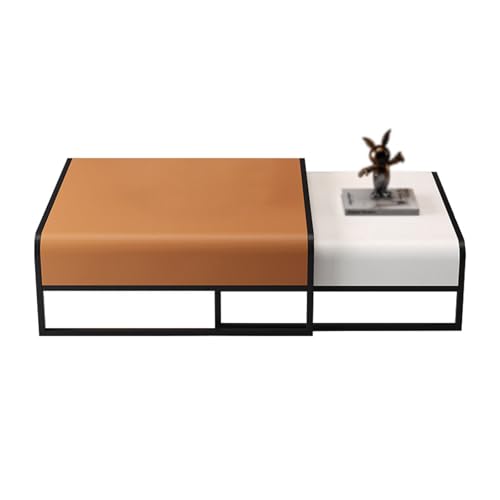 POWRZZZY Rechteckiger Couchtisch (70cm) 2er-Set Einfache Couchtische fürs Wohnzimmer für Kleine Wohnungen Einfache Montage(Orange,80.1x80x42cm) von POWRZZZY