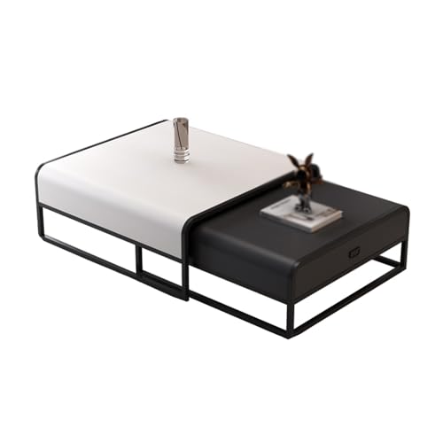 POWRZZZY Rechteckiger Couchtisch (70cm) 2er-Set Einfache Couchtische fürs Wohnzimmer für Kleine Wohnungen Einfache Montage(Wit,70x70.1x42cm) von POWRZZZY