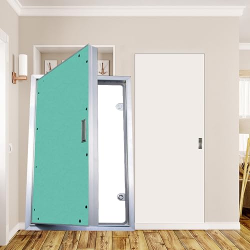 POWRZZZY Revisionsklappe Trockenbau Versteckte Zugangstür Revisionsklappe Selbstklebende Wandpaneelabdeckung aus Gipskarton mit Metallrahmen für Sanitärinstallationen((WxH) 60X60CM/24X24IN) von POWRZZZY