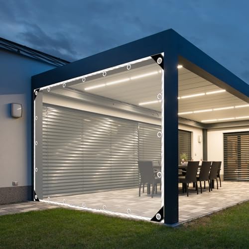 Plane Wasserdicht Durchsichtig wasserdichte Transparente Planenvorhänge Faltbar 2mx4m Wetterfeste Regenschutz Plane PVC Outdoor Vorhang Pergola Pavillon Terrasse Carport Plane Seitenwände (Size : 0.5 von POWRZZZY