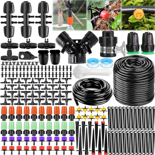 POWZOO 269 Stück Bewässerungssystem,40M+8M Bewässerungsrohre,DIY Gartenbewässerung,Automatische Sprinkler Tröpfchenbewässerung,Micro Automatische Bewässerung KIt Gewächshaus,für Landschaft,Pflanzen. von POWZOO
