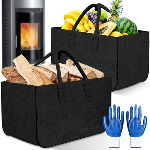 POWZOO Filztasche,2 Stück Holzkorb für Kaminholz,Filzkorb mit Griffen.Kaminholztasche. POWZOO Filztasche,2 Stück Holzkorb für Kaminholz,Filzkorb mit Griffen.Kaminholztasche. von POWZOO