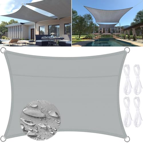 POWZOO Sonnensegel Wasserdicht,Rechteck 2 x 3 Meter,PES Polyester Wasserdicht Sonnenschutz. von POWZOO