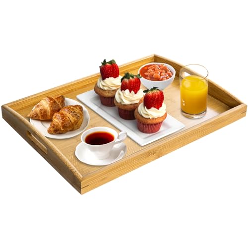 POWZOO Tablett Serviertablett mit Griffen,Holz Servierplatte,Holztablett Rechteckig Küchentablett Frühstückstablett Bambus Tablett für Frühstück, Tee, Couchtisch, Küchen Deko Bett 40x28x3,5cm POWZOO Tablett Serviertablett mit Griffen,Holz Servierplatte,Holztablett Rechteckig Küchentablett Frühstückstablett Bambus Tablett für Frühstück, Tee, Couchtisch, Küchen Deko Bett 40x28x3,5cm von POWZOO