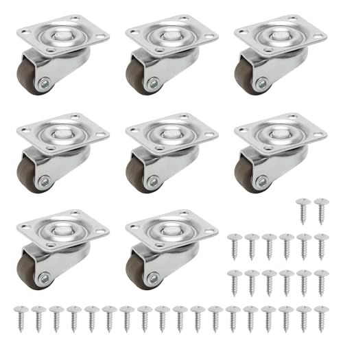 Möbelrollen, 8 Stück 1.2cm Mini Rollen für Kaffeemaschine, Niedriges Profil, 360° drehbar, geräuscharme Gummirollen für Trolleys, Möbel, Heimwerkerprojekte, Gepäck, mobile Tabletts, kleine Geräte von POXIAOER