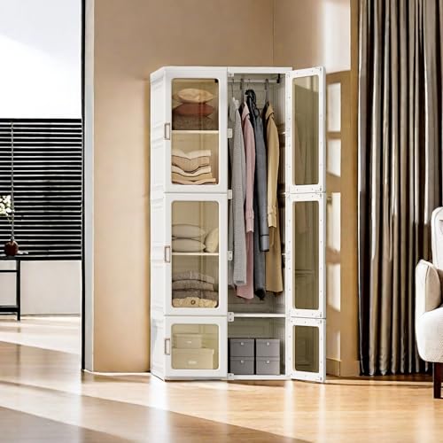 Multifunktionsschrank mit 6 Türen mit 10 Regalen, Kleiderschrank für Schlafzimmer, 6 Türen, weiß, 170 x 69 x 50 cm, modernes Zusatzmöbel, Außenschrank zur Aufbewahrung, Kleiderschrank (170 x 69 x 50 von POYHKFD