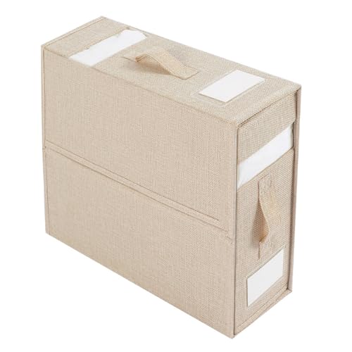 POYHKFD Bettlaken-Organizer, Bettlaken-Organizer und Aufbewahrung, Wäscheschrank, Bettwäsche-Aufbewahrungsbox, Behälter, Bettlaken-Aufbewahrung aus Stoff mit Griff und Klarem Fenster,(1 Beige) von POYHKFD