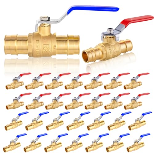 1/2 Zoll bis 3/4 Zoll PEX A Expansionskugelhahn – Volldurchlass-Absperrventil aus Messing zur Steuerung von Warm- und Kaltwasser(2pack 1Inch) von POYSCFLQB
