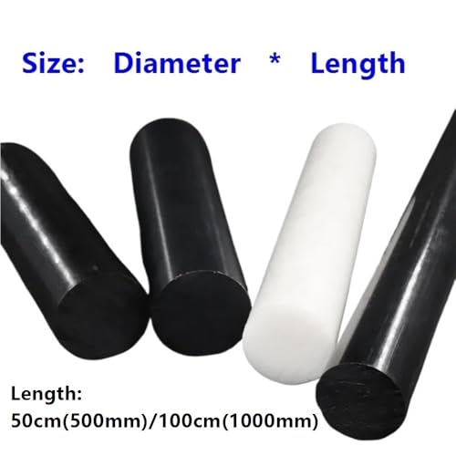 1 Stück Acetal-Copolymer-Kunststoff-Rundstab – 50/100 cm, Weiß/Schwarz – geringe Reibung, hohe Festigkeit for Sportgeräte(White,150x500mm) von POYSCFLQB