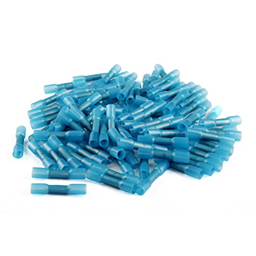 100 Stück Schrumpf-Stoßverbinder AWG 16–14 – Elektrisches Kabel-Spleißhülsen-Verbindungsset for Crimpen/Abdichten(Blue) von POYSCFLQB