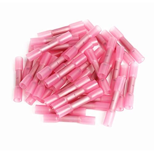 100 Stück Schrumpf-Stoßverbinder AWG 16–14 – Elektrisches Kabel-Spleißhülsen-Verbindungsset for Crimpen/Abdichten(Pink) von POYSCFLQB