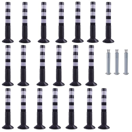 30-Inch Flexible Traffic Barricade Post with Reflective Band for Driveway and Crowd Control(Black+white,20 pack) von POYSCFLQB