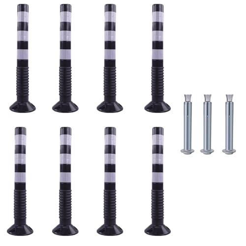 30-Inch Flexible Traffic Barricade Post with Reflective Band for Driveway and Crowd Control(Black+white,8pack) von POYSCFLQB