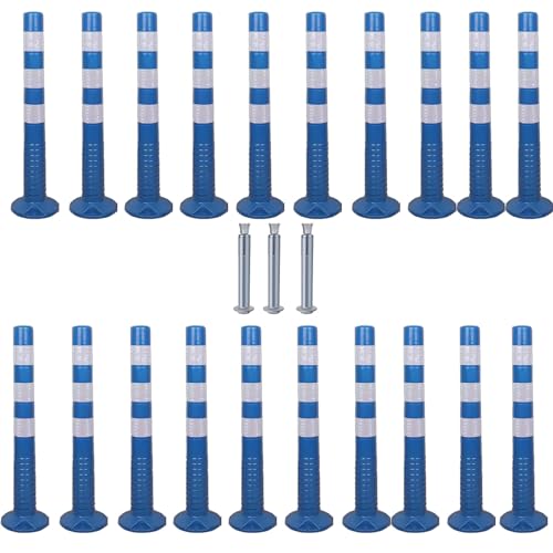 30-Inch Flexible Traffic Barricade Post with Reflective Band for Driveway and Crowd Control(Blue+white,20 pack) von POYSCFLQB