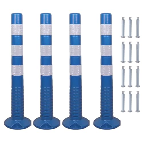 30-Inch Flexible Traffic Barricade Post with Reflective Band for Driveway and Crowd Control(Blue+white,4 pack) von POYSCFLQB