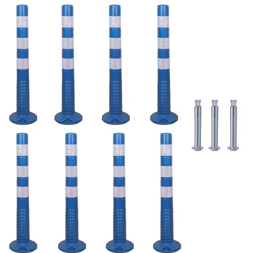 30-Inch Flexible Traffic Barricade Post with Reflective Band for Driveway and Crowd Control(Blue+white,8pack) von POYSCFLQB
