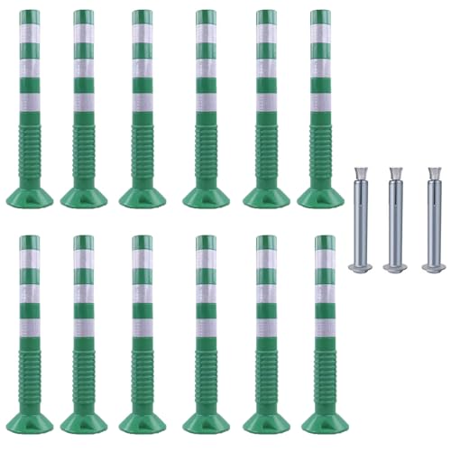 30-Inch Flexible Traffic Barricade Post with Reflective Band for Driveway and Crowd Control(Green+white,12 pack) von POYSCFLQB