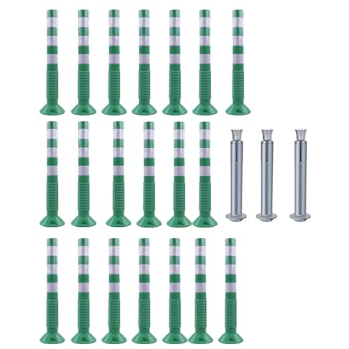 30-Inch Flexible Traffic Barricade Post with Reflective Band for Driveway and Crowd Control(Green+white,20 pack) von POYSCFLQB