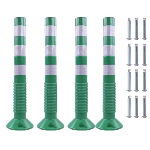 30-Inch Flexible Traffic Barricade Post with Reflective Band for Driveway and Crowd Control(Green+white,4 pack) von POYSCFLQB