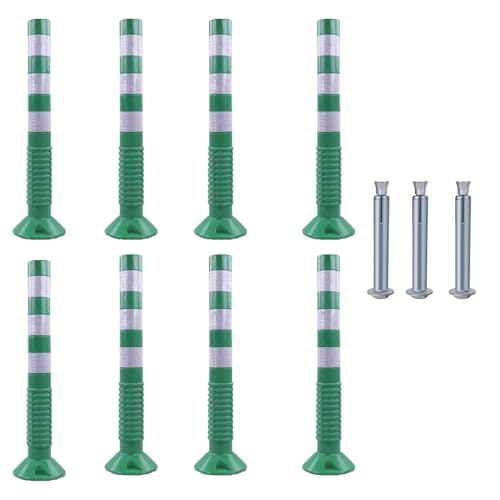30-Inch Flexible Traffic Barricade Post with Reflective Band for Driveway and Crowd Control(Green+white,8pack) von POYSCFLQB