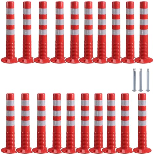 30-Inch Flexible Traffic Barricade Post with Reflective Band for Driveway and Crowd Control(Red+white,20 pack) von POYSCFLQB