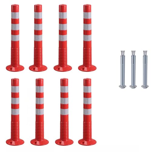 30-Inch Flexible Traffic Barricade Post with Reflective Band for Driveway and Crowd Control(Red+white,8pack) von POYSCFLQB