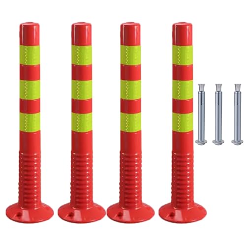 30-Inch Flexible Traffic Barricade Post with Reflective Band for Driveway and Crowd Control(Red+yellow,4 pack) von POYSCFLQB