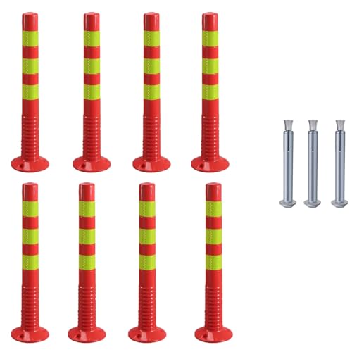 30-Inch Flexible Traffic Barricade Post with Reflective Band for Driveway and Crowd Control(Red+yellow,8pack) von POYSCFLQB
