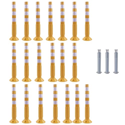 30-Inch Flexible Traffic Barricade Post with Reflective Band for Driveway and Crowd Control(Yellow+white,20 pack) von POYSCFLQB