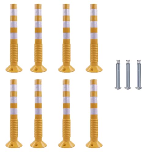 30-Inch Flexible Traffic Barricade Post with Reflective Band for Driveway and Crowd Control(Yellow+white,8pack) von POYSCFLQB