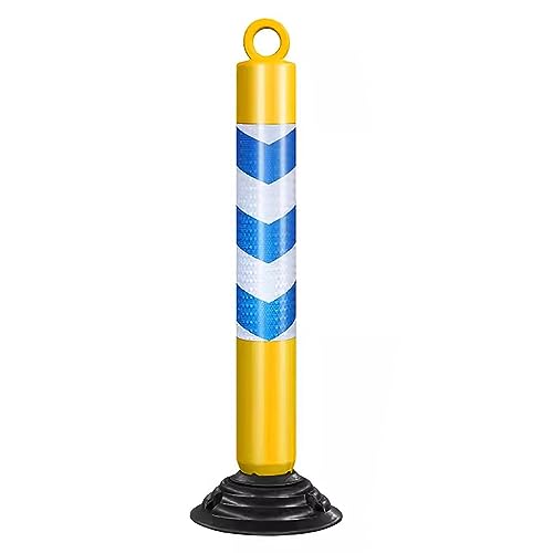 80cm Reflective Traffic Cones - Durable PU Parking Bollards with Base Plate for Driveway and Road(Yellow+blue,I pack) von POYSCFLQB