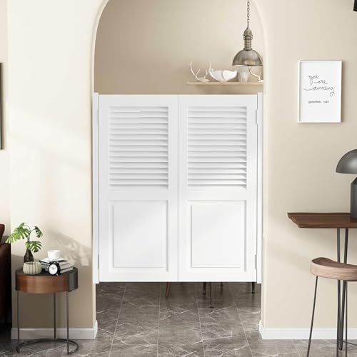 Cafe-Schwingtüren aus Massivholz – Eleganter Saloon-Stil mit Scharnieren for den privaten und gewerblichen Gebrauch(White,75x70cm) von POYSCFLQB