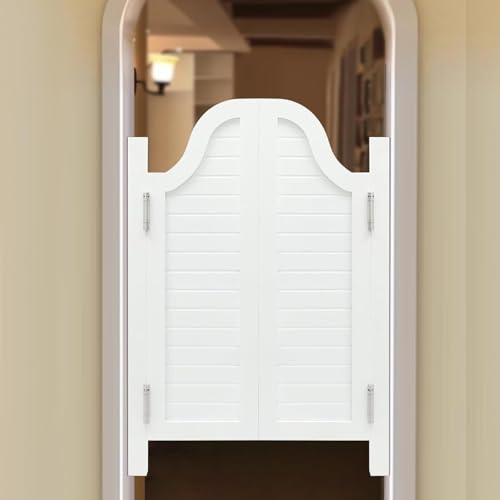 Cafe-Schwingtüren aus Massivholz – Innentür for Küche/Bad/Schlafzimmer, Doppeltür mit Edelstahlscharnieren(White,120x100cm) von POYSCFLQB