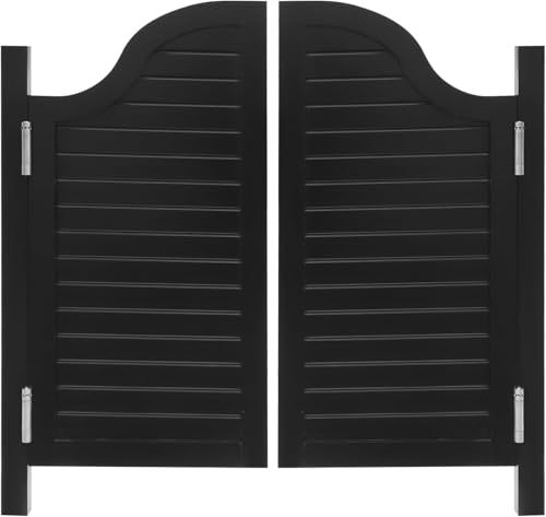 Cafe-Schwingtüren aus Massivholz – langlebige Retro-Doppeltür mit Edelstahlscharnieren for Küche/Badezimmer, 1 Stück(Black,120x100cm) von POYSCFLQB