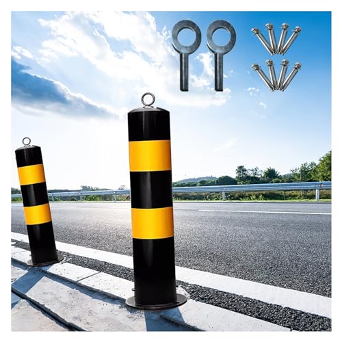 Driveway Barrier Traffic Bollard Post - 20in Tall Reflective Parking Post with Lockable Base & Hanging Ring(2 Piece) von POYSCFLQB
