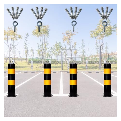 Driveway Barrier Traffic Bollard Post - 20in Tall Reflective Parking Post with Lockable Base & Hanging Ring(4 Piece) von POYSCFLQB