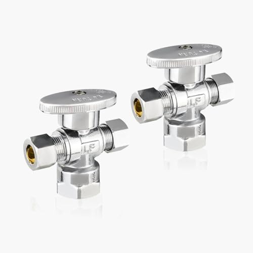 Eck-Absperrventil mit zwei Ausgängen, 1/2" FIP-Einlass x 3/8" Kompressionsauslässe – Absperrventil aus Messing und Chrom(2pack FIP) von POYSCFLQB